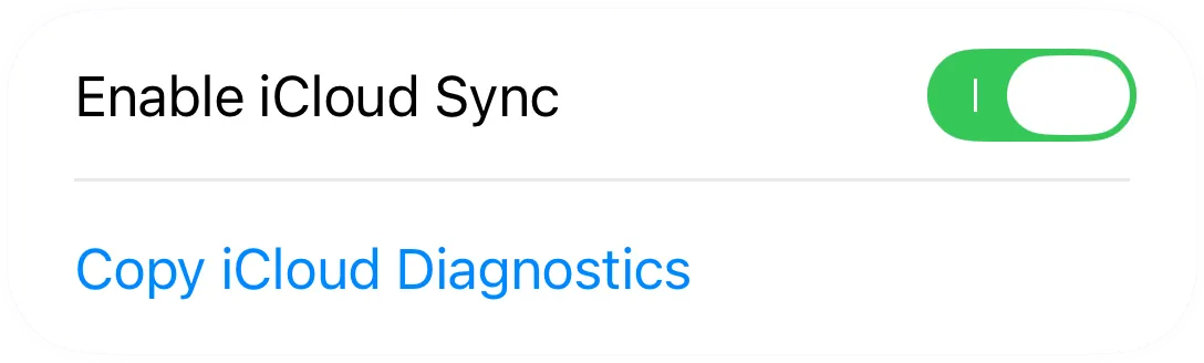 MedCount Settings showing notification preferences and the Sync with iCloud toggle.